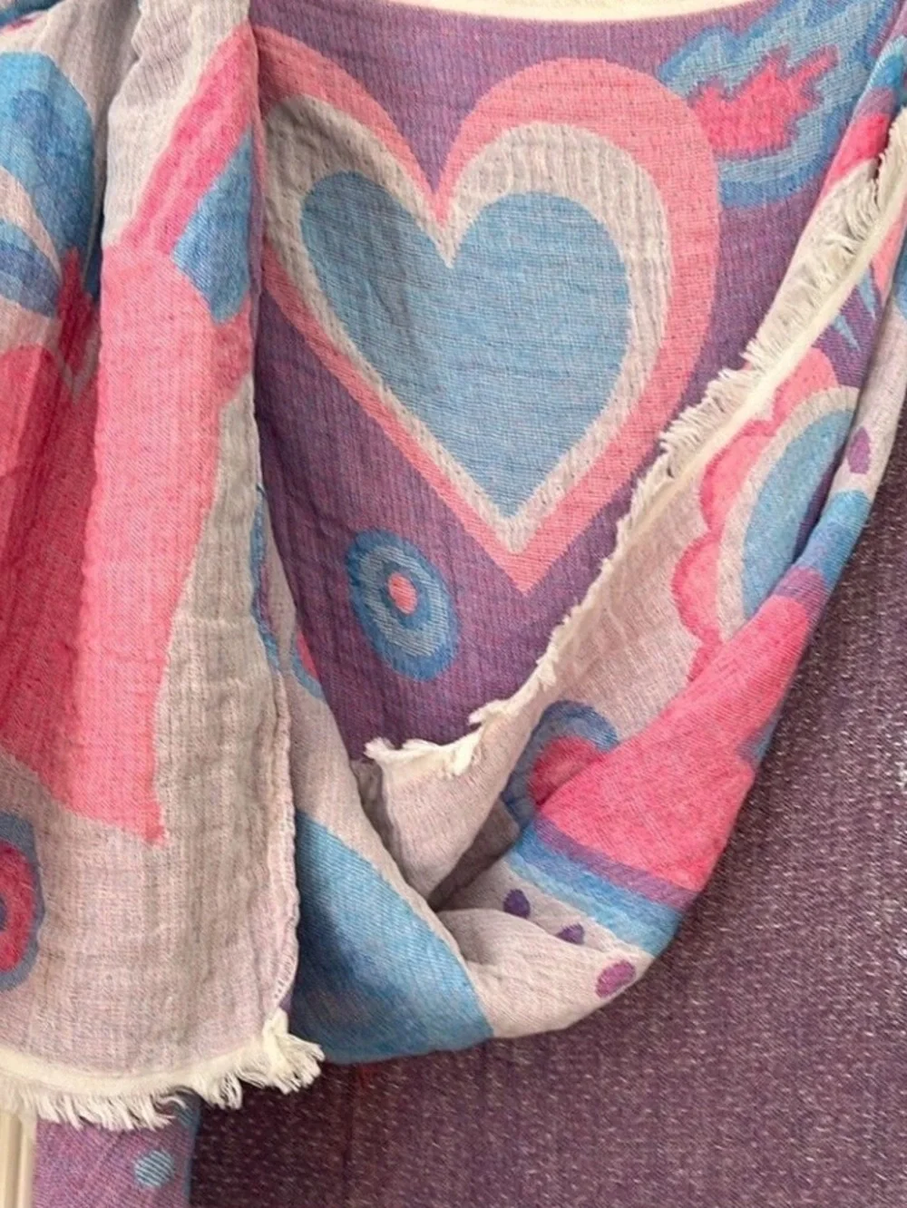 Dorm Colorful Heart Woven Throw Blanket Towel Curtain Home Decor NEW 44 x 74